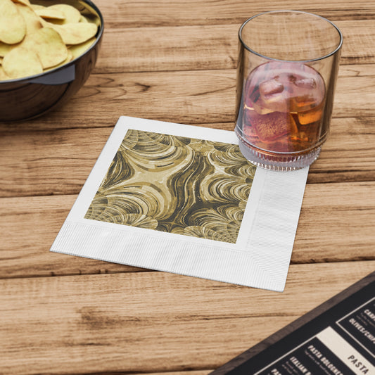 Uzi Spiral Light Brown White Coined Napkins, 6.5" x 6.5"