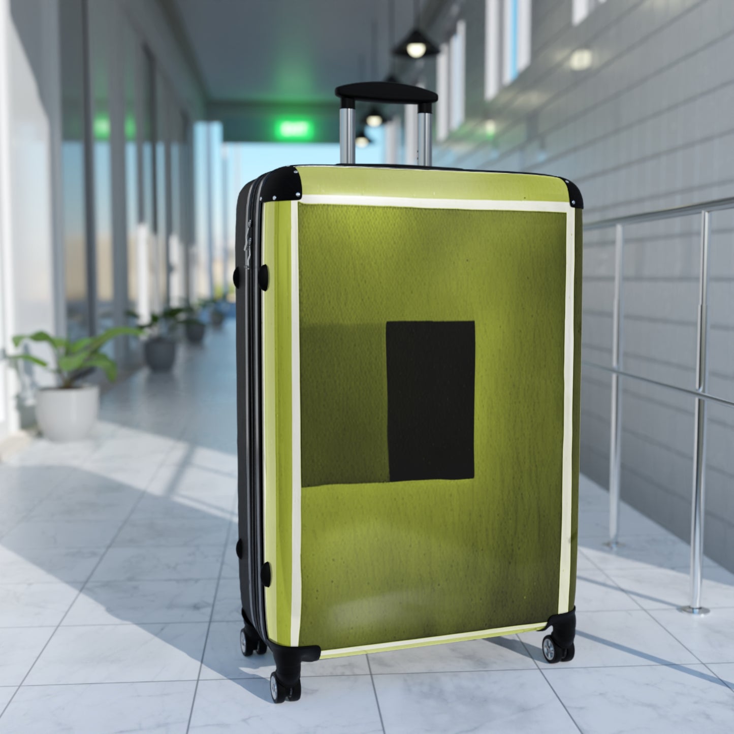 Lemongrass Shadow Large Suitcase with built in lock, 4 double-wheels, telescopic handle, and ABS back hard-shell