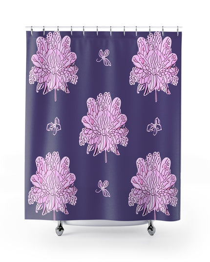 Magenta Floral Butterflies Shower Curtain, 71" x 74"