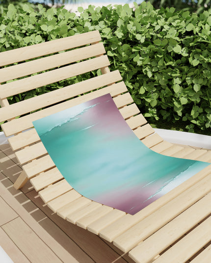 Green Sea Lavender Fog Beach Towel, 18" x 27"