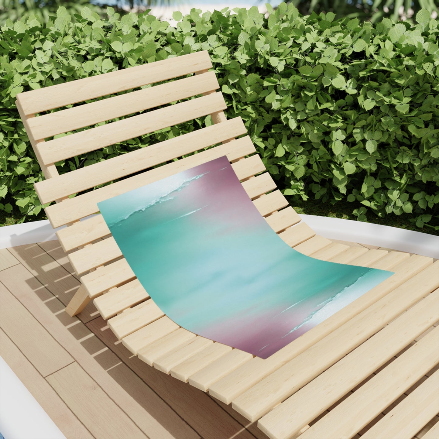 Green Sea Lavender Fog Beach Towel, 18" x 27"