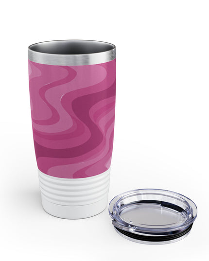 Pinky Mauve Wavey Ringneck Tumbler, 20oz in white