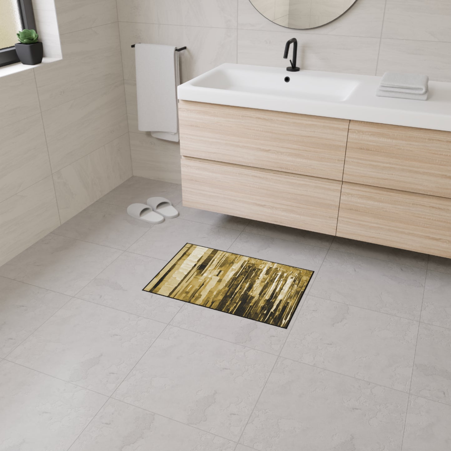 Striped Light Brown 18" x 27" Heavy Duty Floor Mat