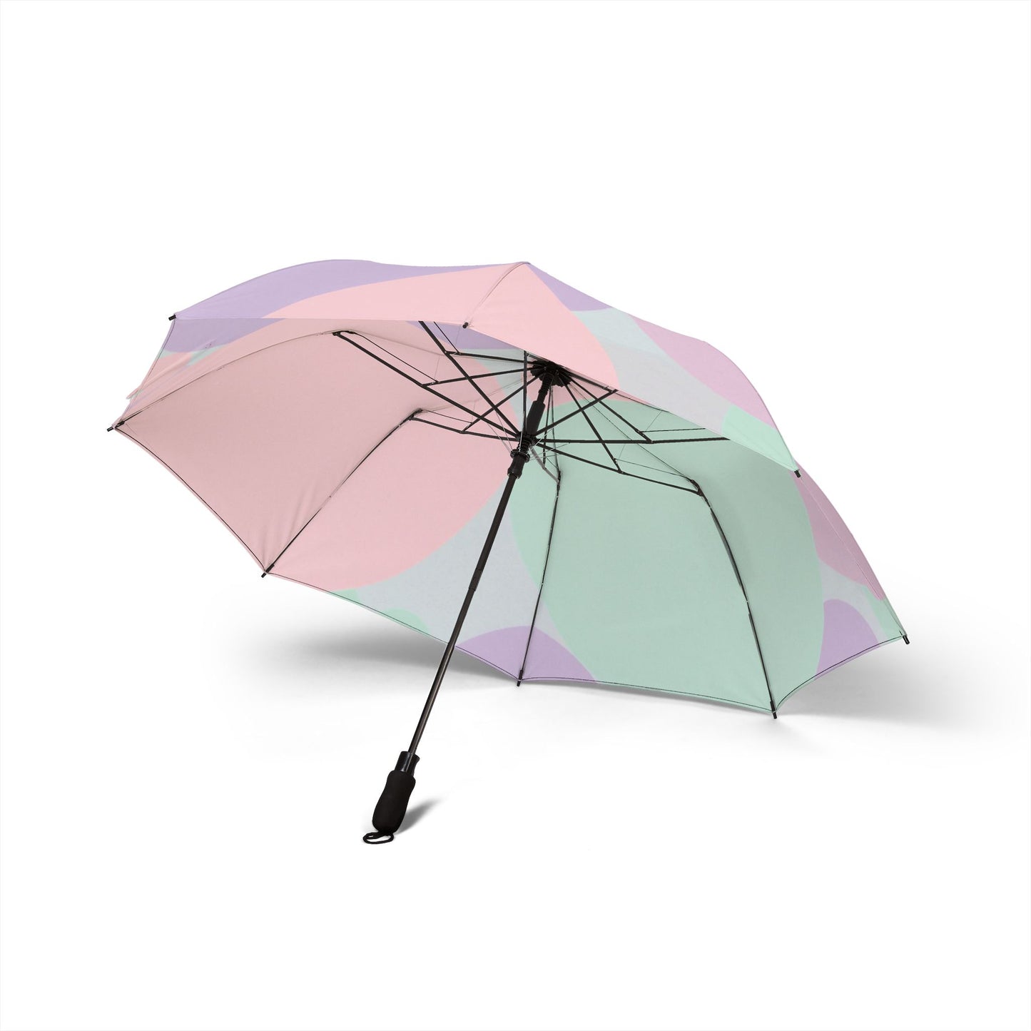 Pastel Peach and Soft Green Patches Foldable Umbrella - Compact & Chic