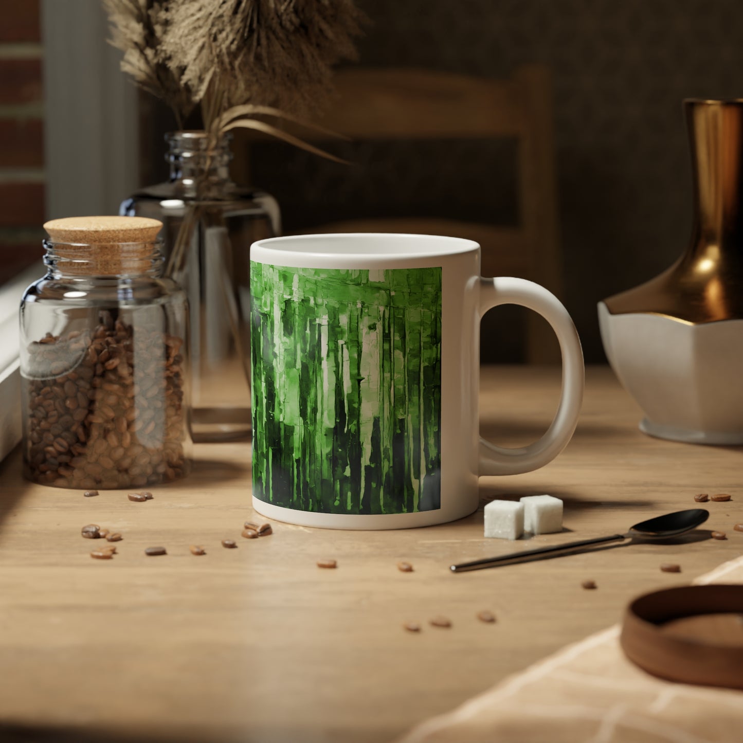Striped Mint Pastel 20 oz White Glossy Jumbo Mug