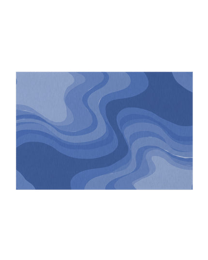 Deep Blue Wavey 48" x 72" Outdoor Rug