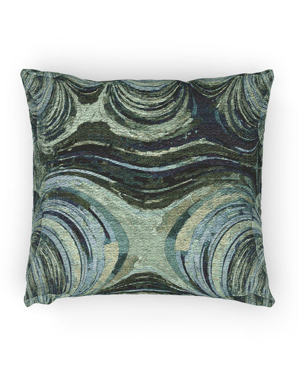 Uzi Spiral Blue Green Woven Pillow, 17" x 18"