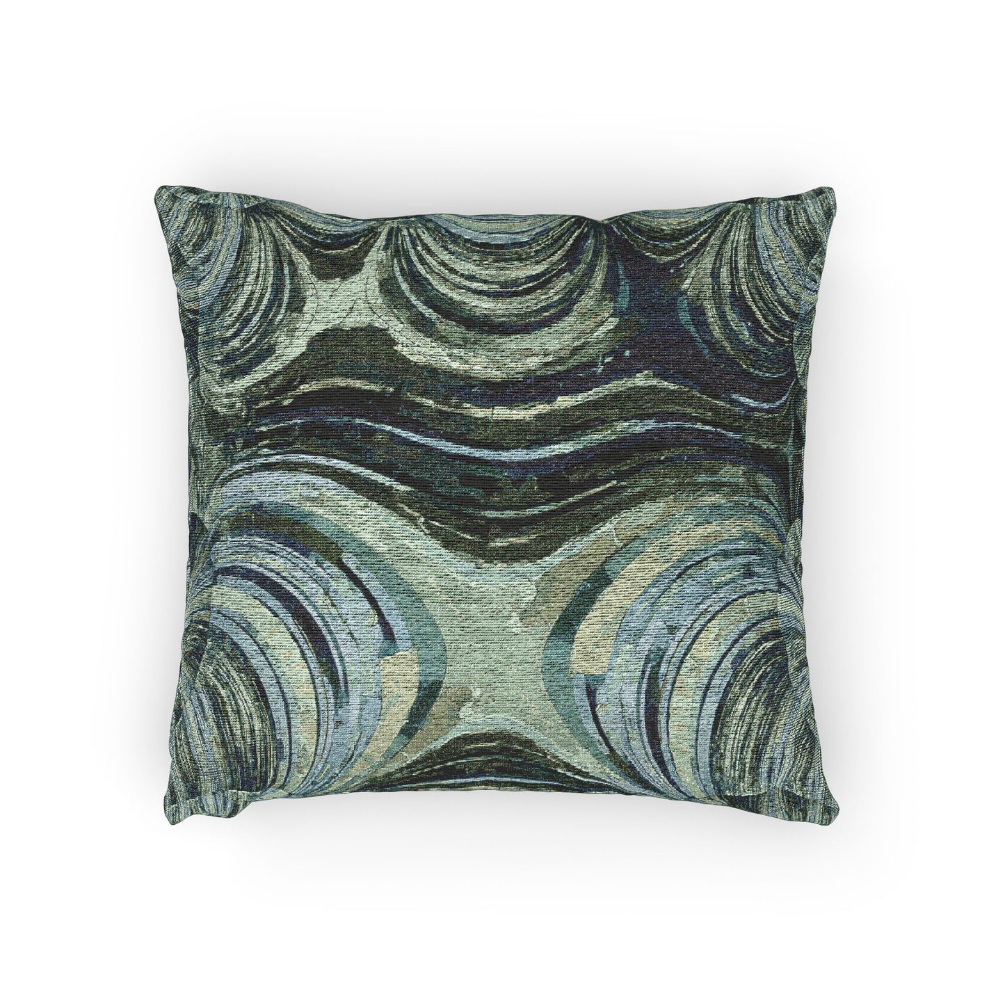 Uzi Spiral Blue Green Woven Pillow, 17" x 18"