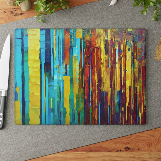 Striped Alpha 11" x 15" Glass Cutting Board
