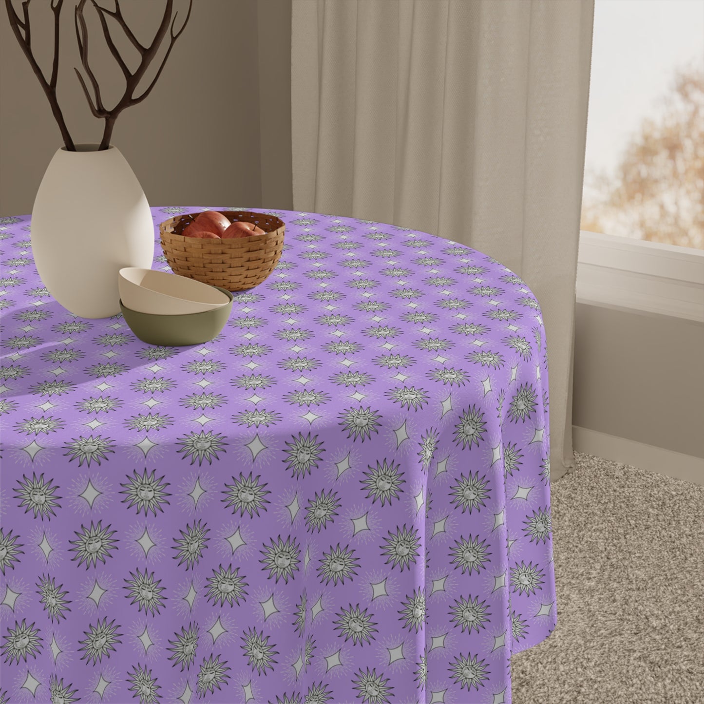 Lavender Star-crossed Bodies Tablecloth, 55" x 55"