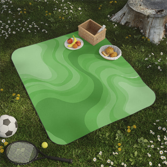 Greenie Meanie Wavey 61" × 51" Picnic Blanket