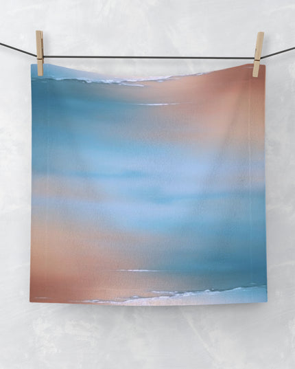 Blue Sea Peach Fog Face Towel, 13" x 13"