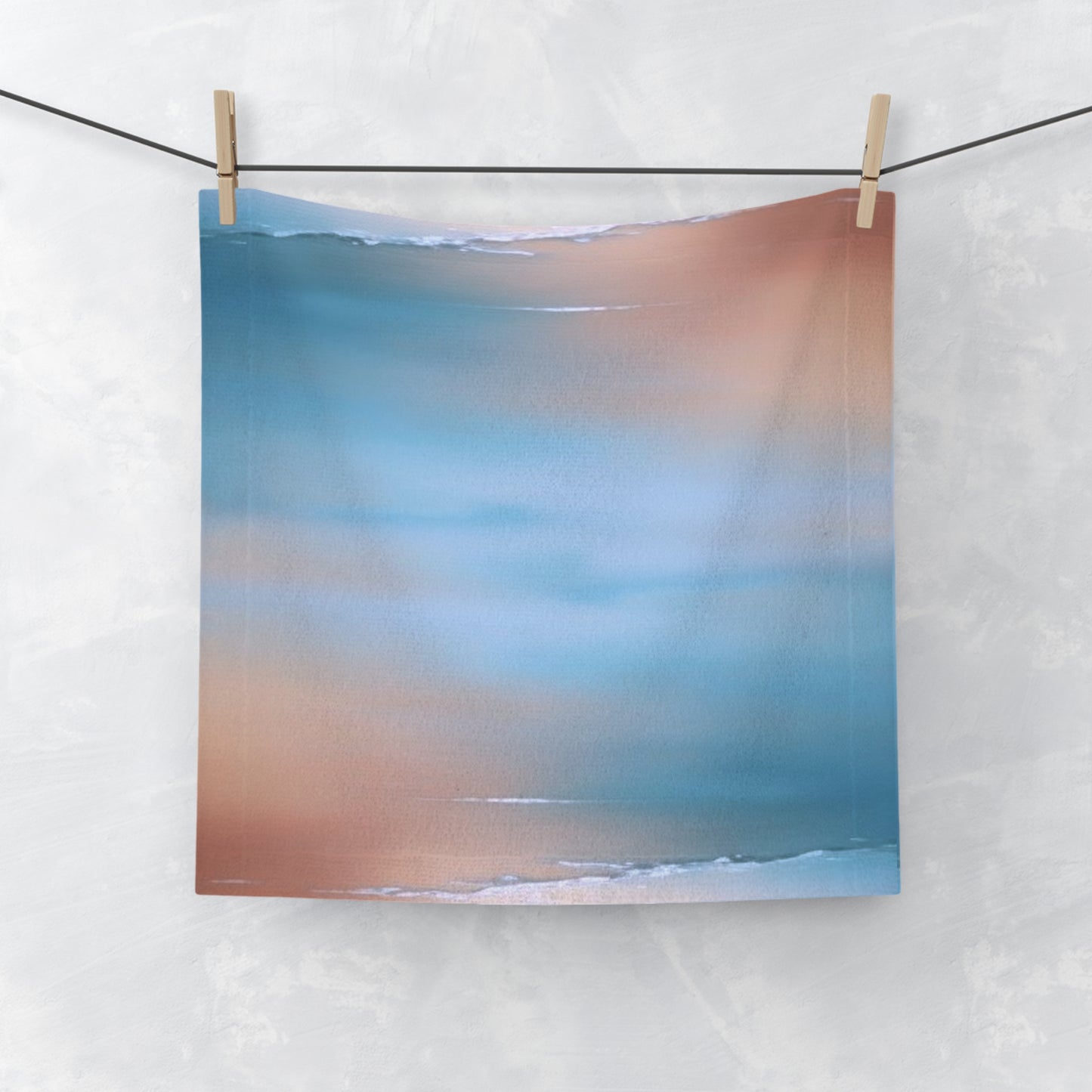 Blue Sea Peach Fog Face Towel, 13" x 13"