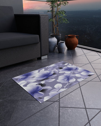 Indigo Blossom Floral Bunch Outdoor Rug, 24" x 36"