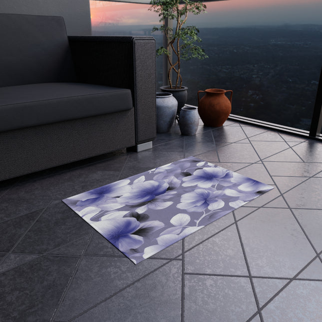 Indigo Blossom Floral Bunch Outdoor Rug, 24" x 36"