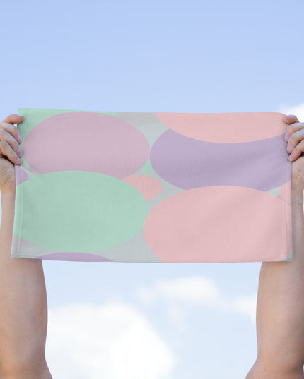 Pastel Peach and Soft Green Patches Rally Towel, 11" x 18"