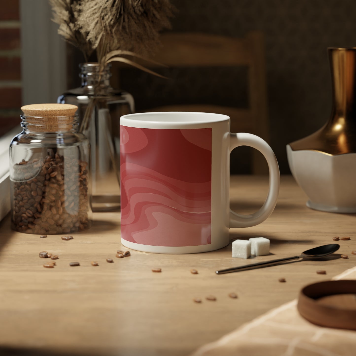 Power Red Wavey 20 oz White Glossy Jumbo Mug