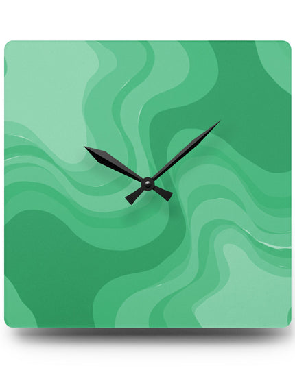 Mint Green Wavey 10.75" x 10.75" Round or Square Acrylic Wall Clock