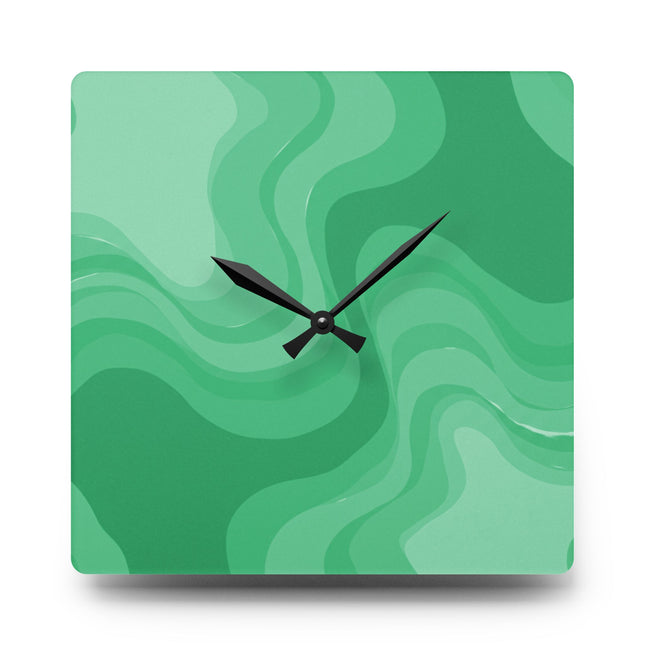 Mint Green Wavey 10.75" x 10.75" Round or Square Acrylic Wall Clock