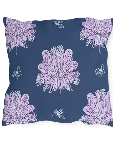 Purple White Floral Butterflies 18" x 18" Outdoor Pillow