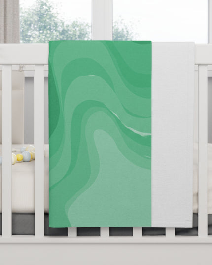 Mint Green Wavey Soft Fleece Baby Blanket, 30" x 40"