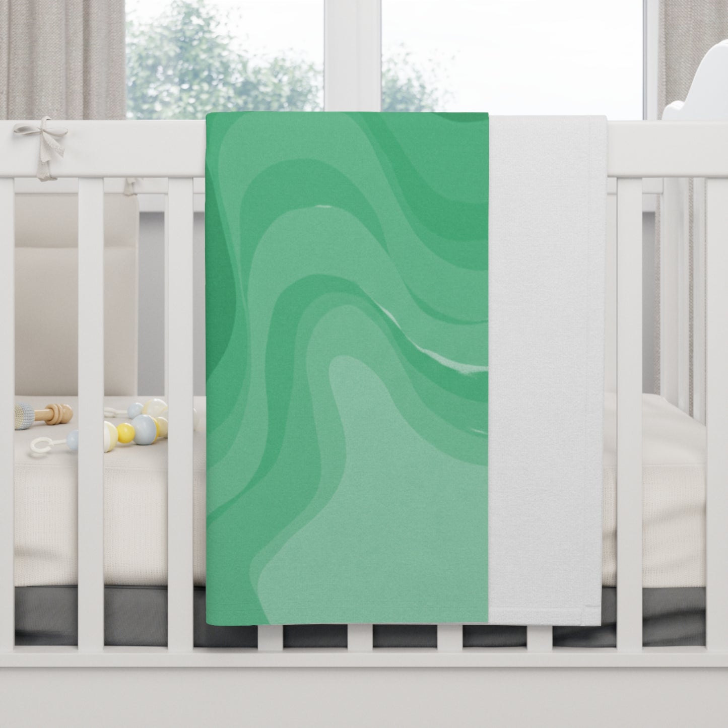 Mint Green Wavey Soft Fleece Baby Blanket, 30" x 40"
