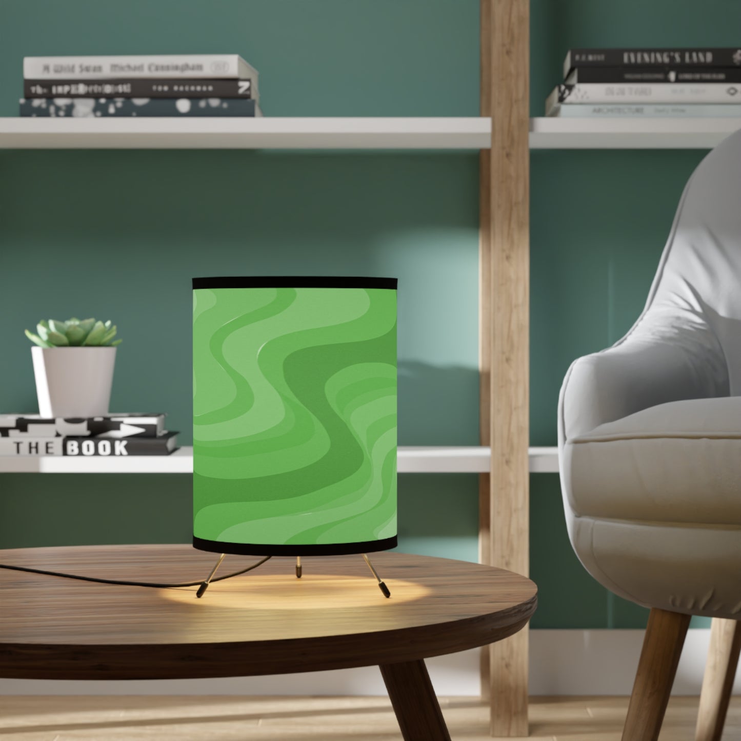 Greenie Meanie Wavey Tripod Lamp with High-Res Printed Shade, US\CA plug