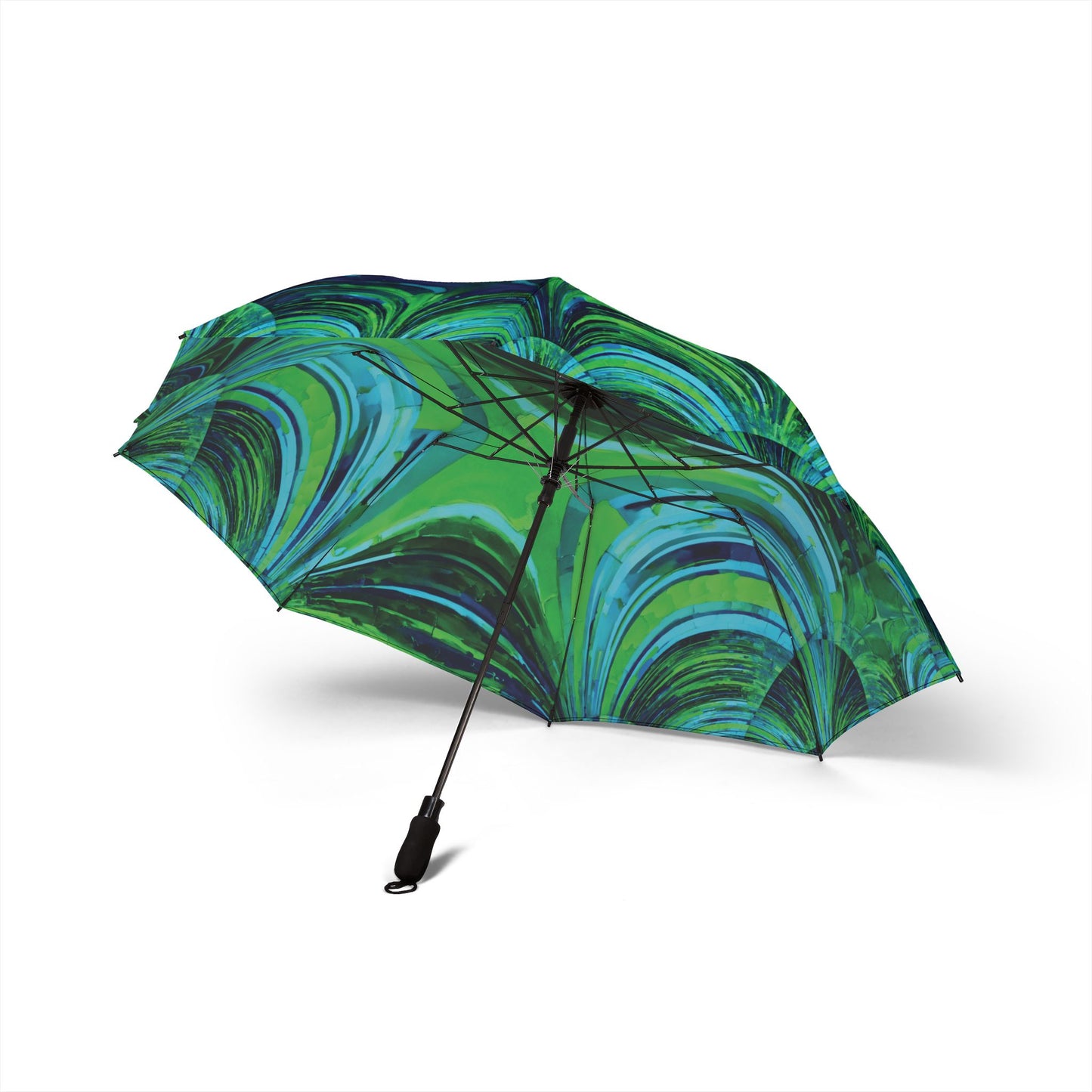Uzi Spiral Blue Green Foldable Umbrella - Compact & Chic