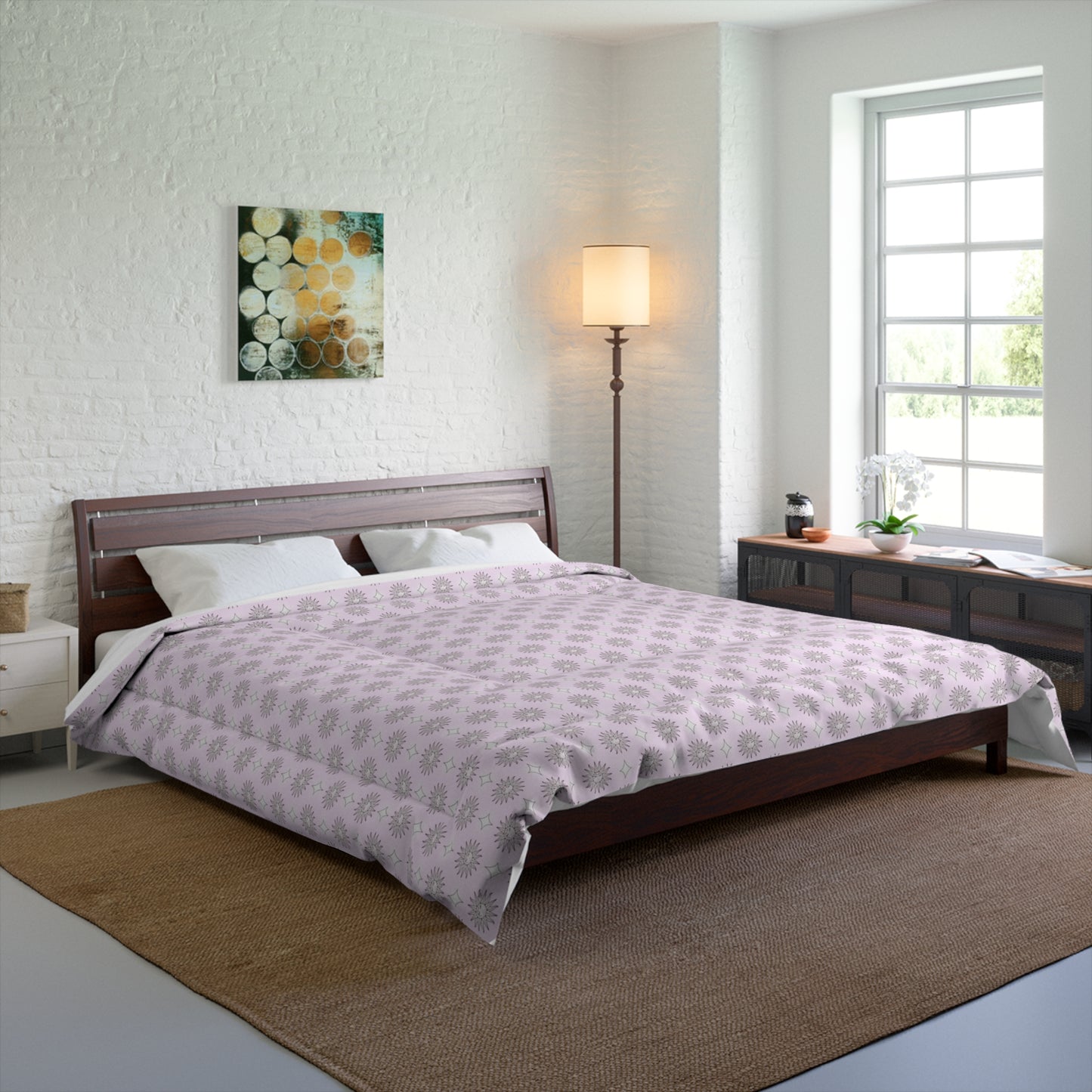 Pink Mornings Star-crossed Bodies Comforter, 104" × 88"