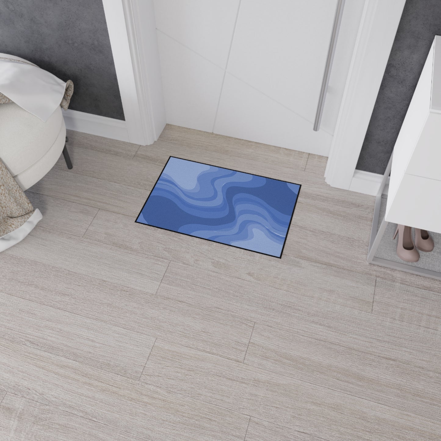 Deep Blue Wavey 18" x 27" Heavy Duty Floor Mat