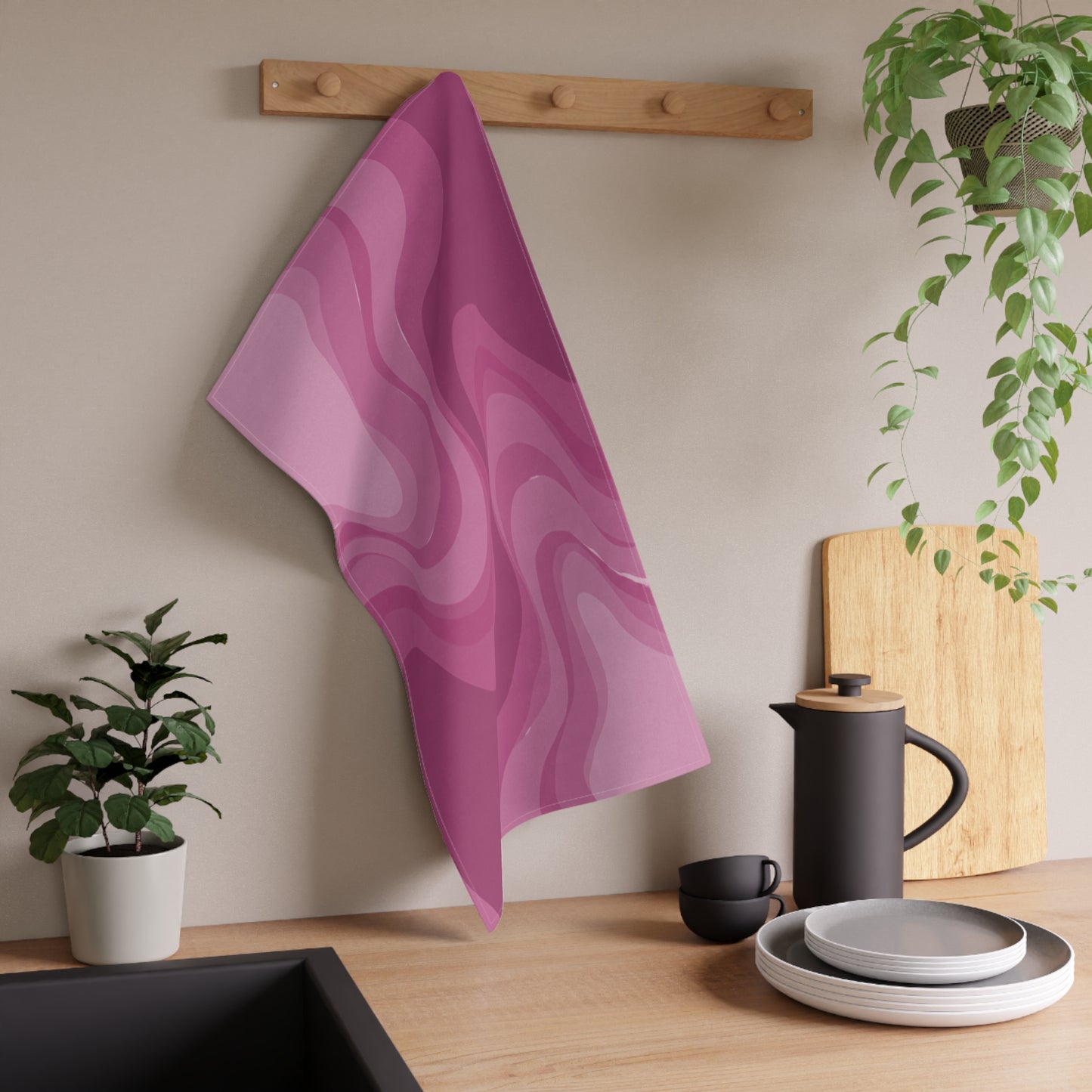 Pinky Mauve Wavey Tea Towels (cotton, poly), 18" x "30