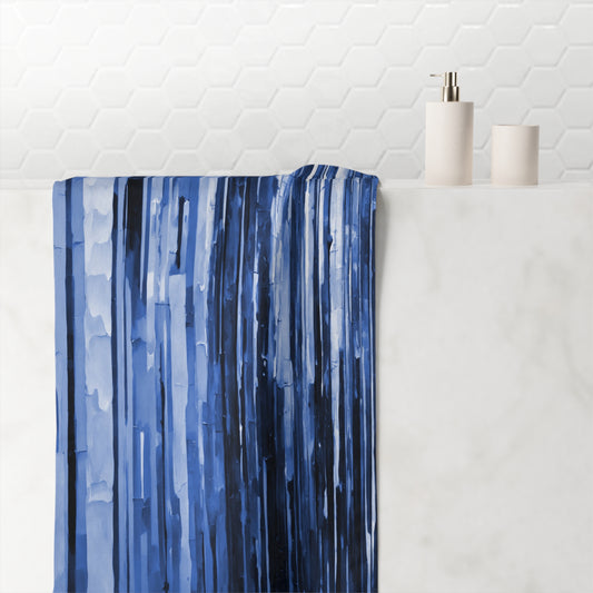 Striped Deep Blue 30" x 60" Mink-Cotton Towel (50% polyester, 50% cotton)