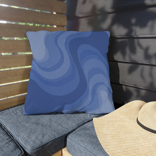 Deep Blue Wavey 20" x 20" Outdoor Pillow
