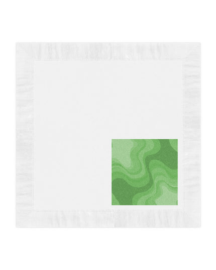 Greenie Meanie Wavey White Coined Napkins, 6.5" x 6.5"