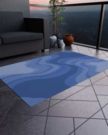 Deep Blue Wavey 48" x 72" Outdoor Rug