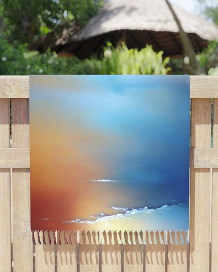 Blue Sea Red Orange Fog 38" × 81" Boho Beach Cloth
