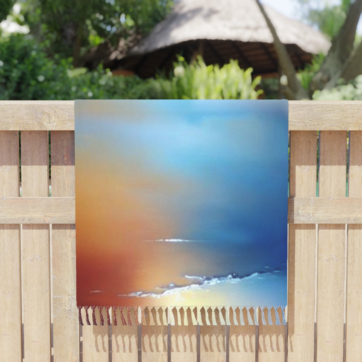 Blue Sea Red Orange Fog 38" × 81" Boho Beach Cloth