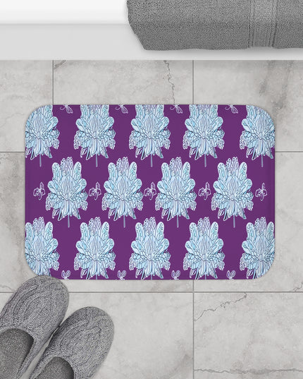 Blue Floral Butterflies 24" x 17" Bath Mat