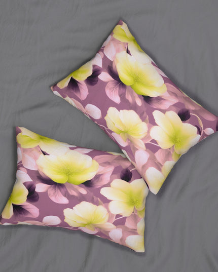 Lemon Blossom Floral Bunch Spun Polyester Lumbar Pillow, 20" x 14"