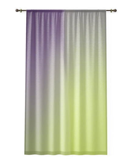 Purple Golden Fade Sheer Window Curtain, 50" x 84", partially transparent