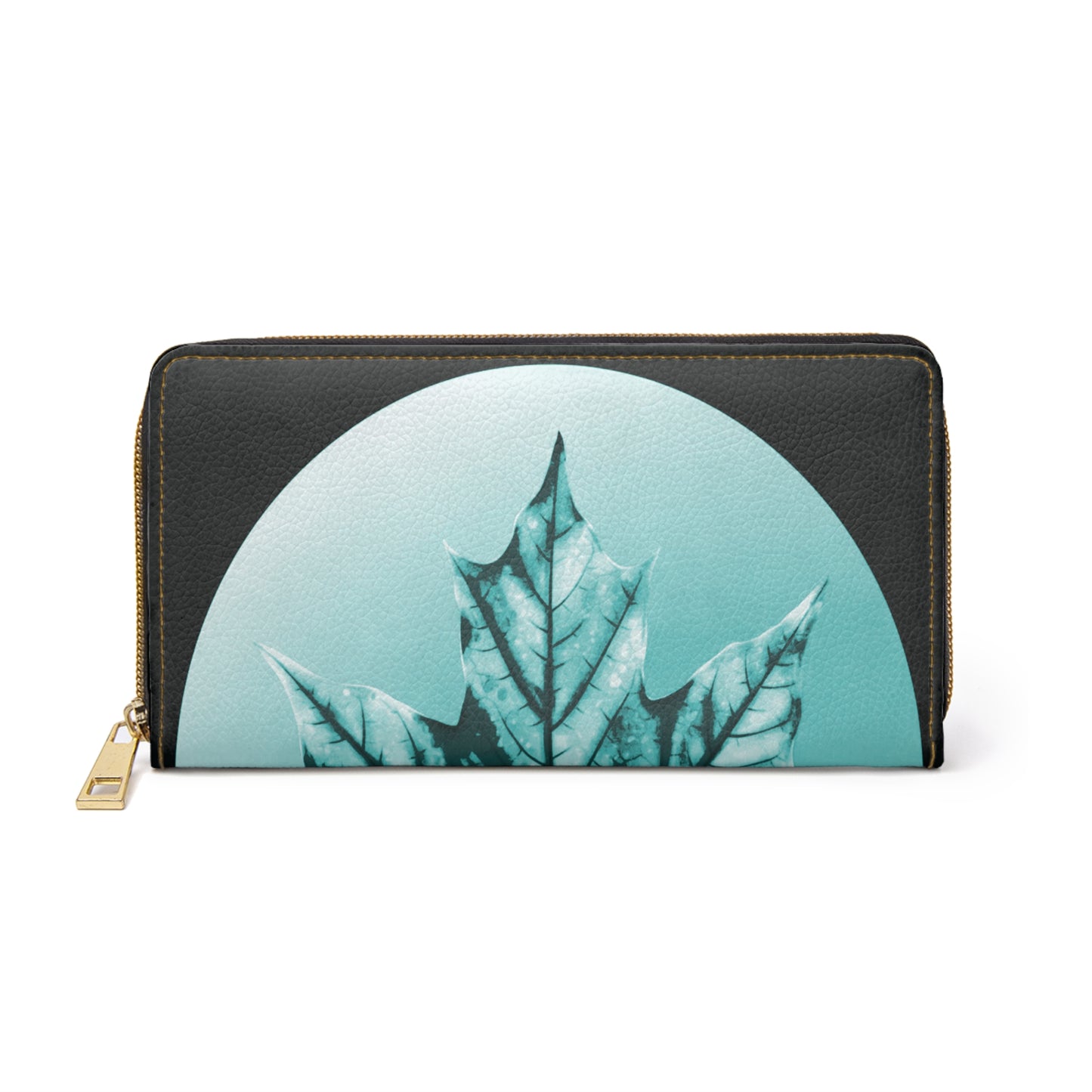 Tif Green Maple Leaf Elegant Abstract Zipper Wallet - Stylish & Functional Accessory for Everyday Use