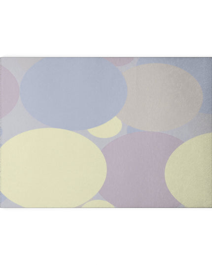 Pastel Soft Blue and Soft White Patches 8" x 11" Glass Cutting Board