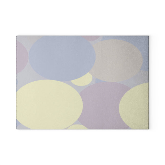 Pastel Soft Blue and Soft White Patches 8" x 11" Glass Cutting Board