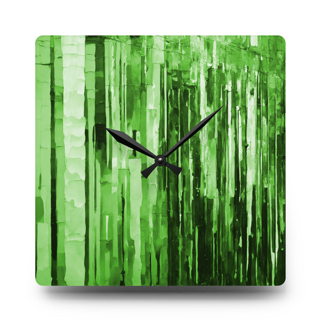 Striped Mint Pastel Acrylic Wall Clock, Round or Square, 10.75" x 10.75"