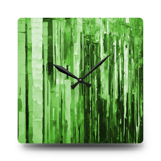 Striped Mint Pastel Acrylic Wall Clock, Round or Square, 10.75" x 10.75"