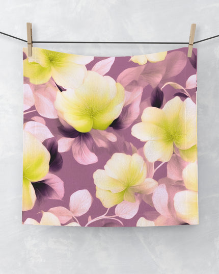 Lemon Blossom Floral Bunch Face Towel, 13" x 13"