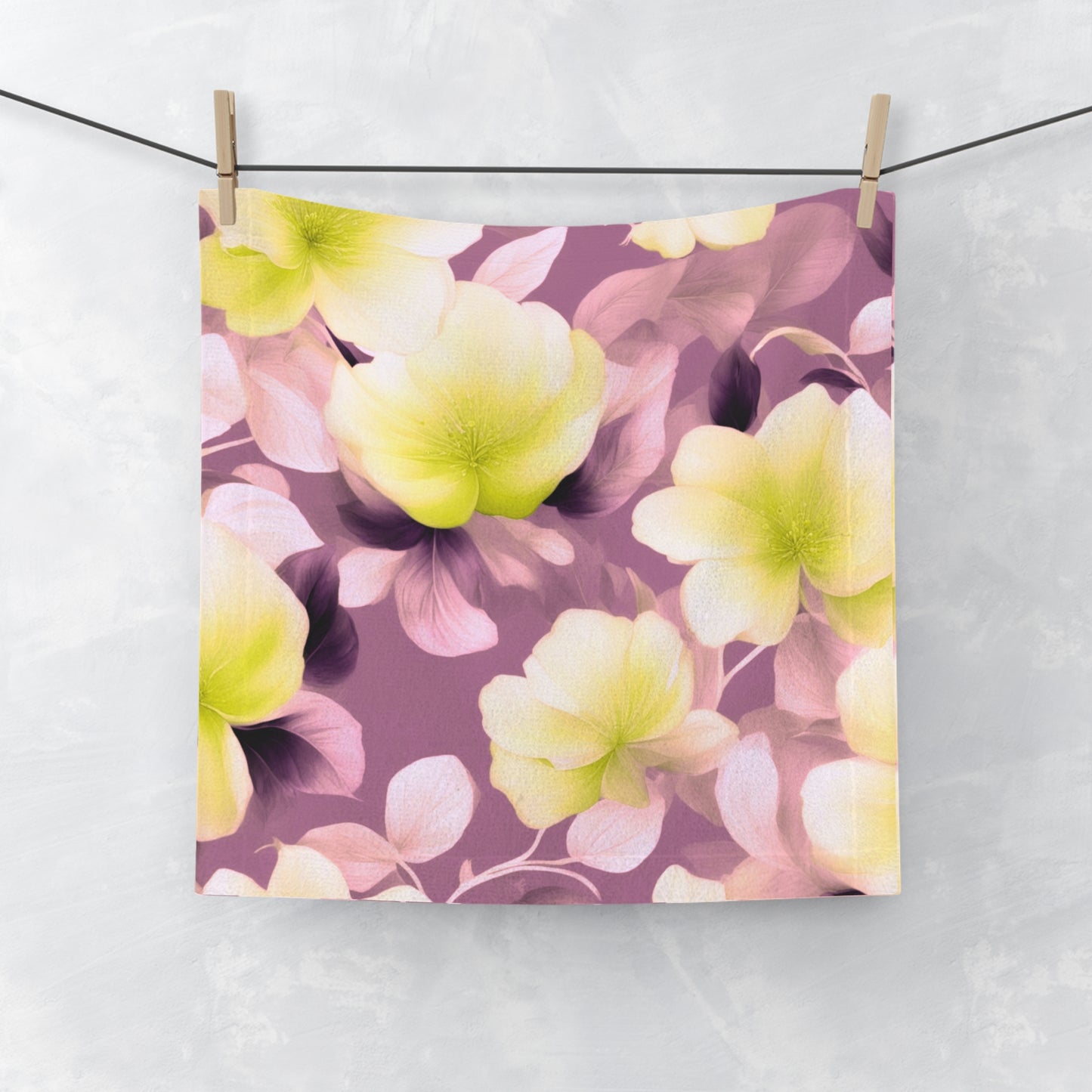 Lemon Blossom Floral Bunch Face Towel, 13" x 13"