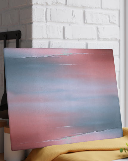 Gray Sea Pink Fog Glass Cutting Board, 11" x 15"