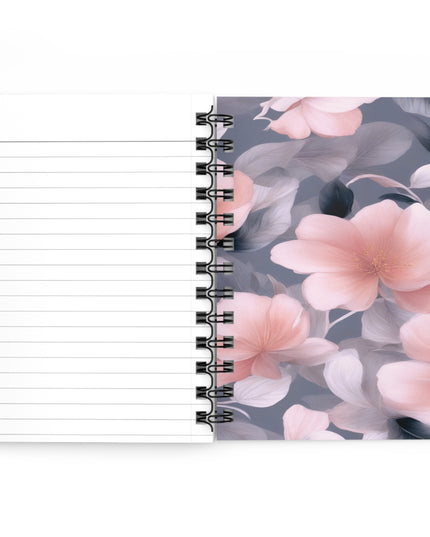 Peach and Blue Gray Floral Bunch Bound Journal, 5" x 7" 150 pages