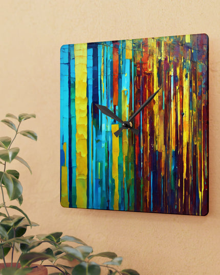 Striped Alpha Acrylic Wall Clock, Round or Square, 10.75" x 10.75"